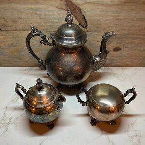 Coffee Teapot with Cream and Sugar Bowl Set